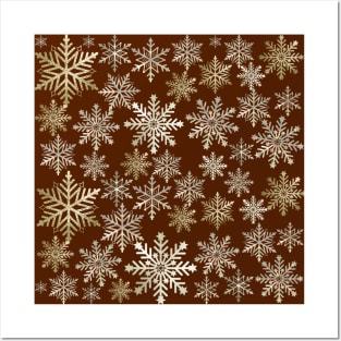 Beige Snowflakes Christmas Pattern Posters and Art